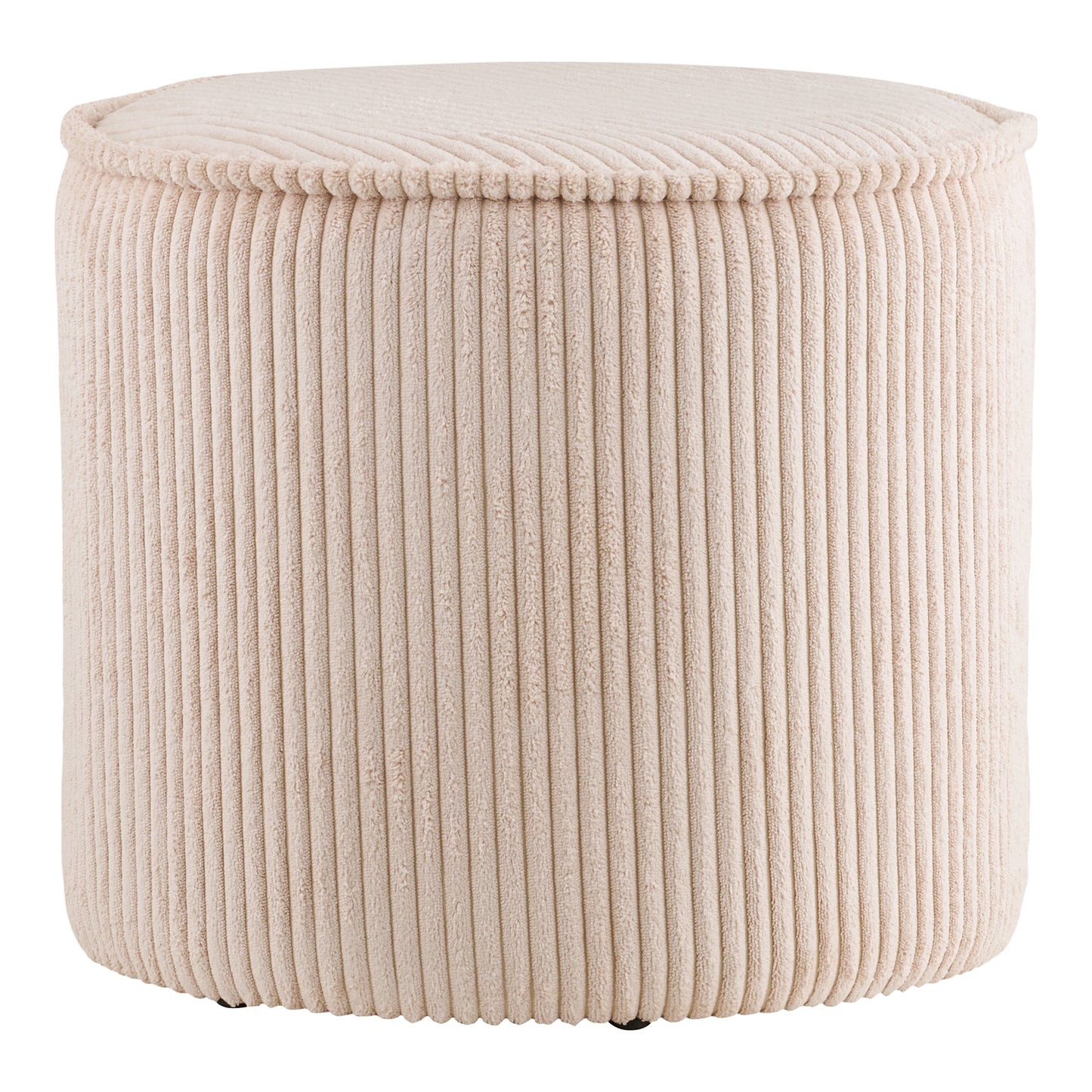 Taupo Puf, fløjl, beige Ø40x35 cm