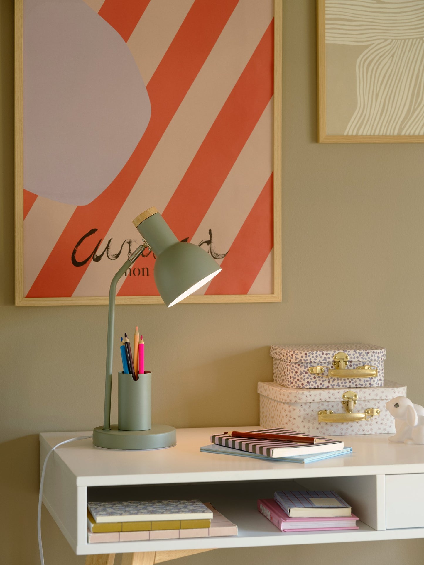 Nordlux Devone, Bordlampe, Støvet grøn