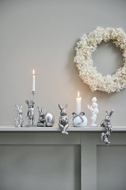 Lene Bjerre Sevinne lysestage påskeæg - hvid/sølv