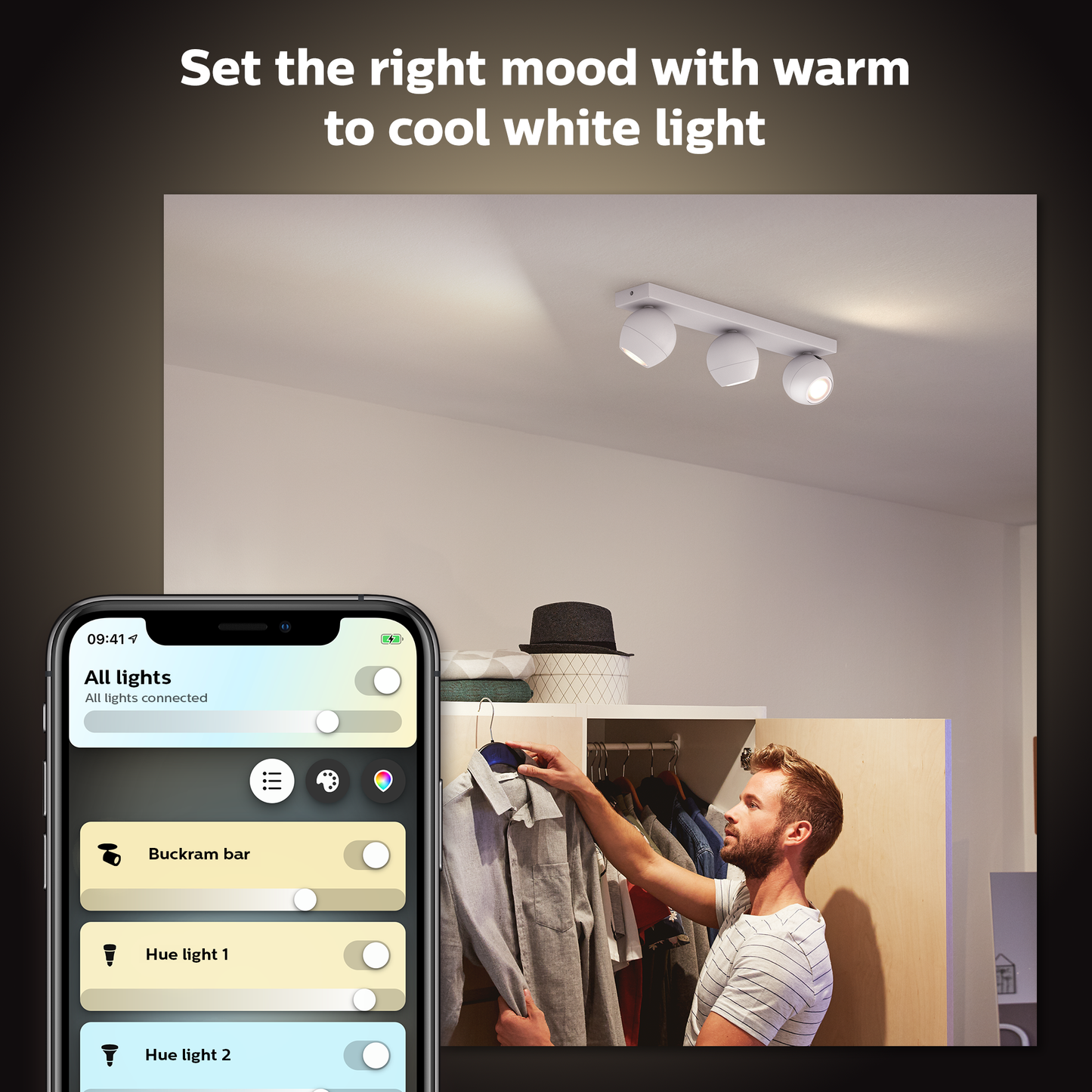 Philips Hue Buckram Hue Loftlampe 3-Spot - Hvid