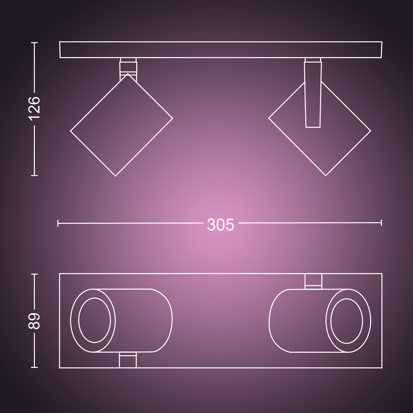 Philips Hue Argenta Hue Loftlampe 2-Spot - Hvid