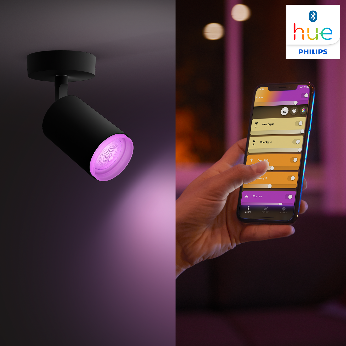 Philips Hue Fugato Hue Loftlampe Enkelt Spot - Sort