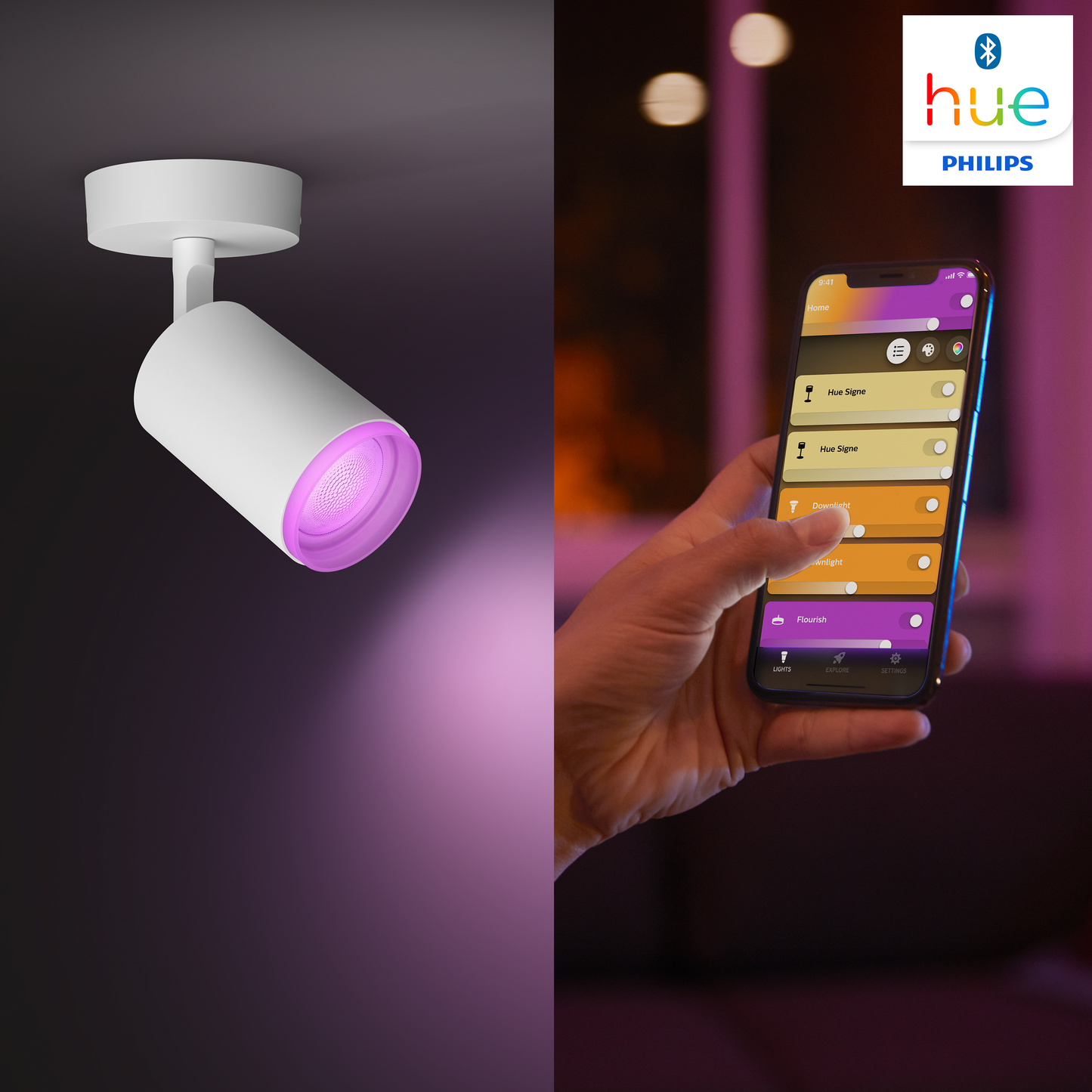 Philips Hue Fugato Hue Loftlampe Enkelt Spot - Hvid