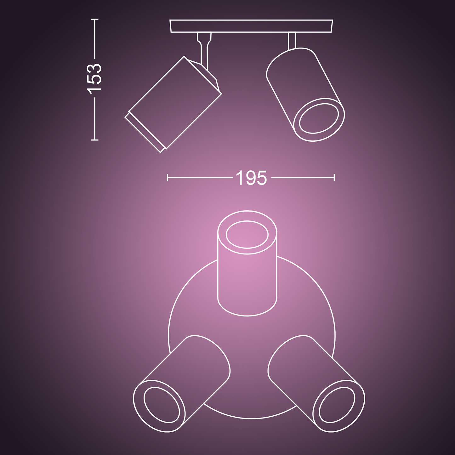 Philips Hue Fugato Hue Loftlampe 3-Spot - Sort