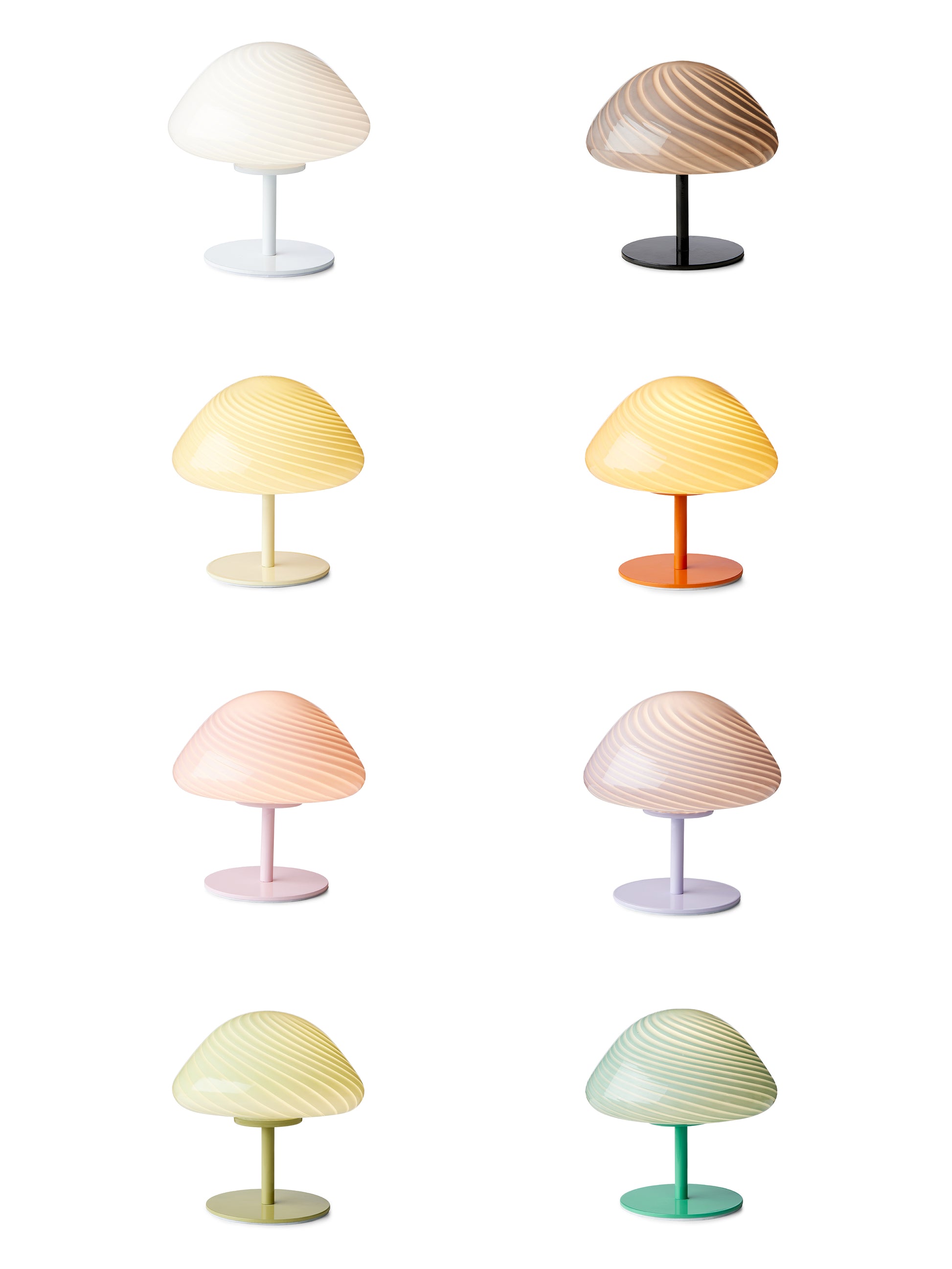 Nye Mushroom bordlampe i farvet glas