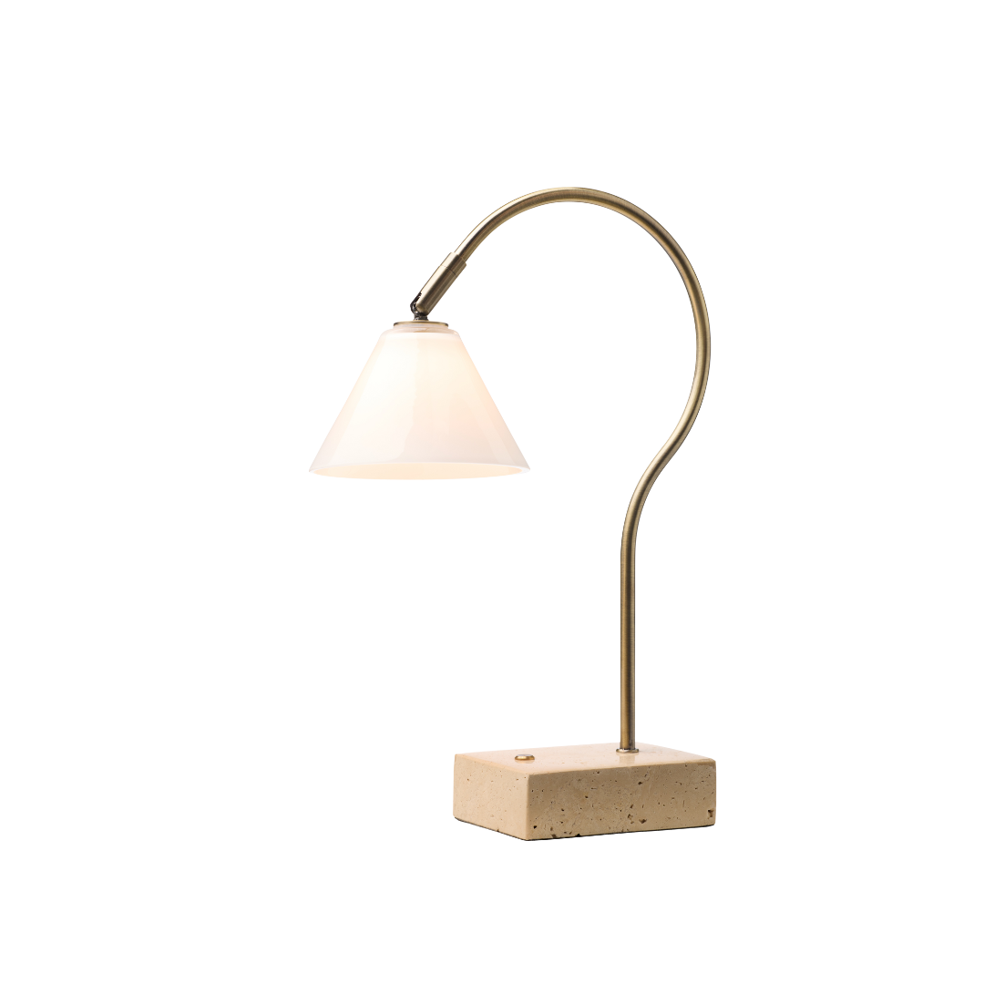 Halo Design Question Portable Table Lamp - Antique Messing Opal Glas
