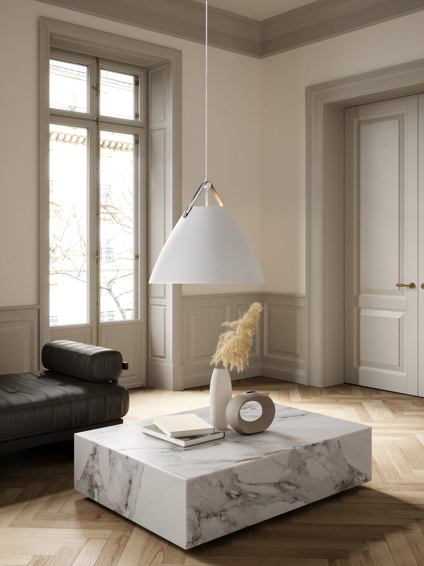 Stor Strap 48 pendel i hvis fra Design for the people - stor billig spisebordslampe