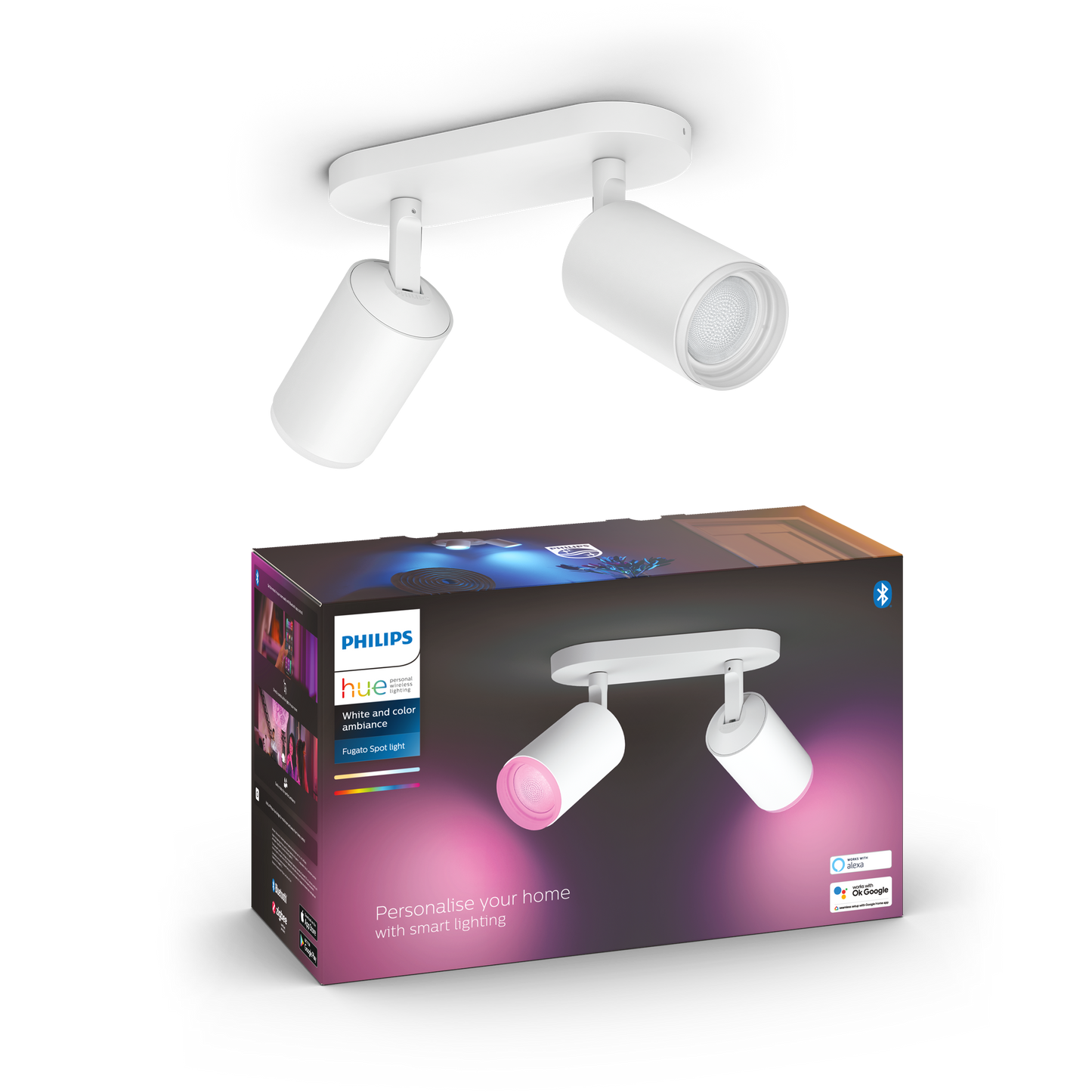 Philips Hue Fugato Hue Loftlampe 2-Spot - Hvid