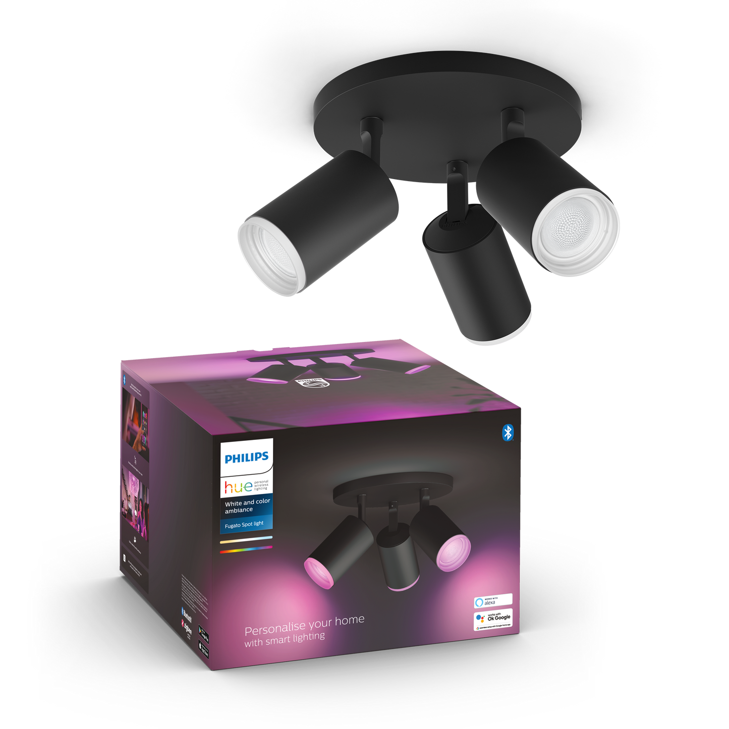 Philips Hue Fugato Hue Loftlampe 3-Spot - Sort