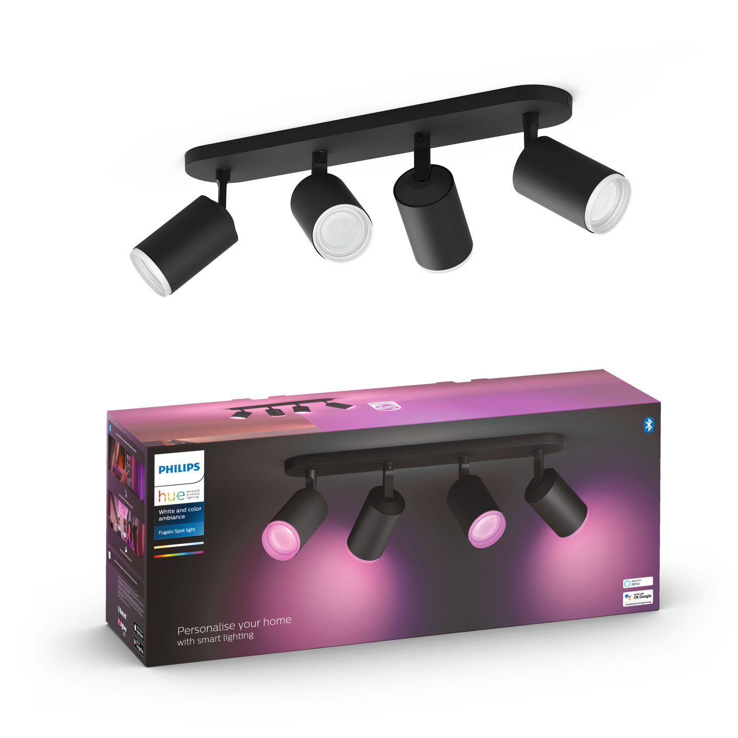 Philips Hue Fugato Hue Taklampa 4-Spot - Svart