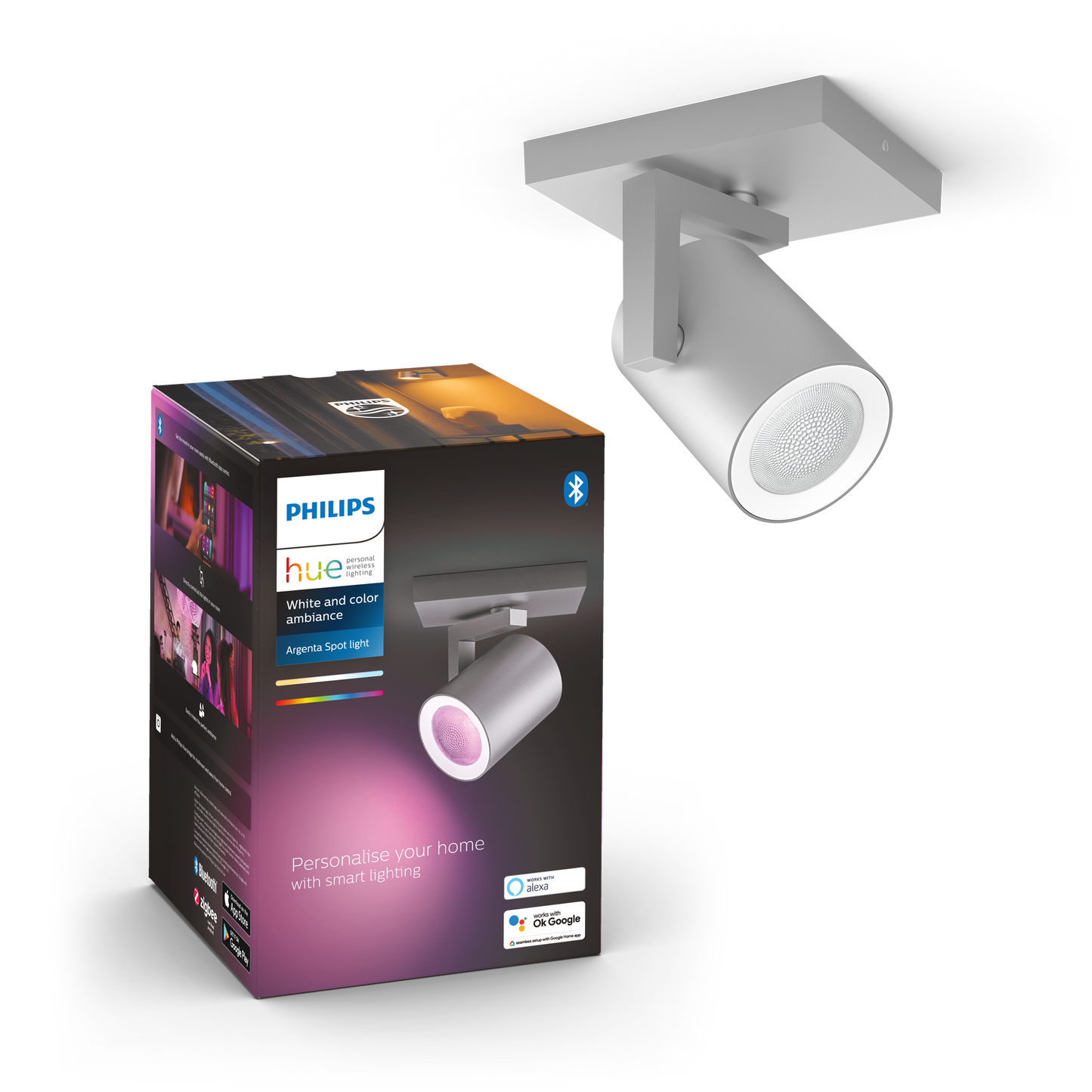 Philips Hue Argenta Hue Loftlampe Enkelt Spot - Aluminium