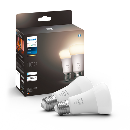 Philips Hue - Hue Pære White BT E27 1100 Lumen 2-pak