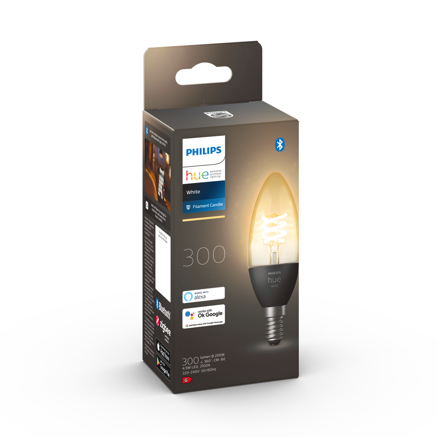 Philips HueW 4.5W Fil Candle E14 1p