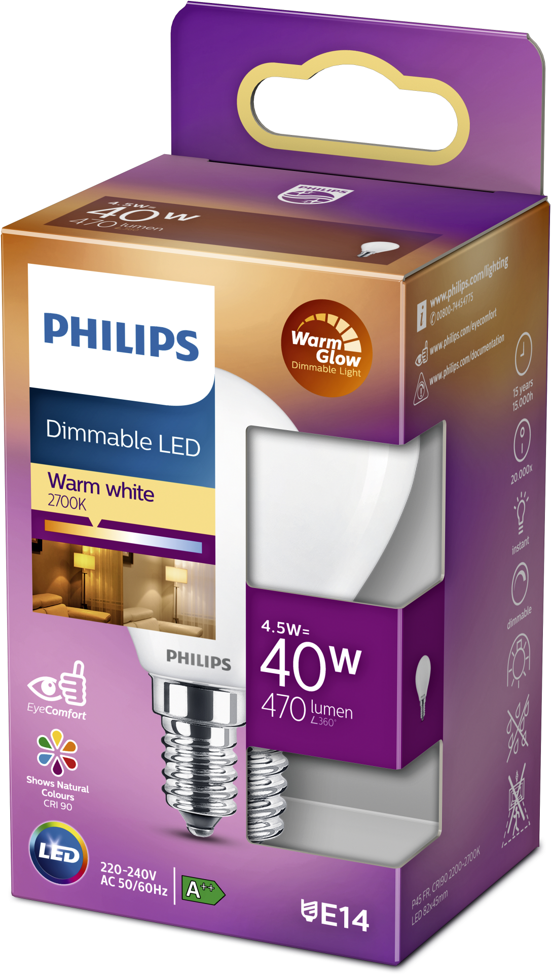 LED krone classic 40W P45 E14 FR Dæmpbar