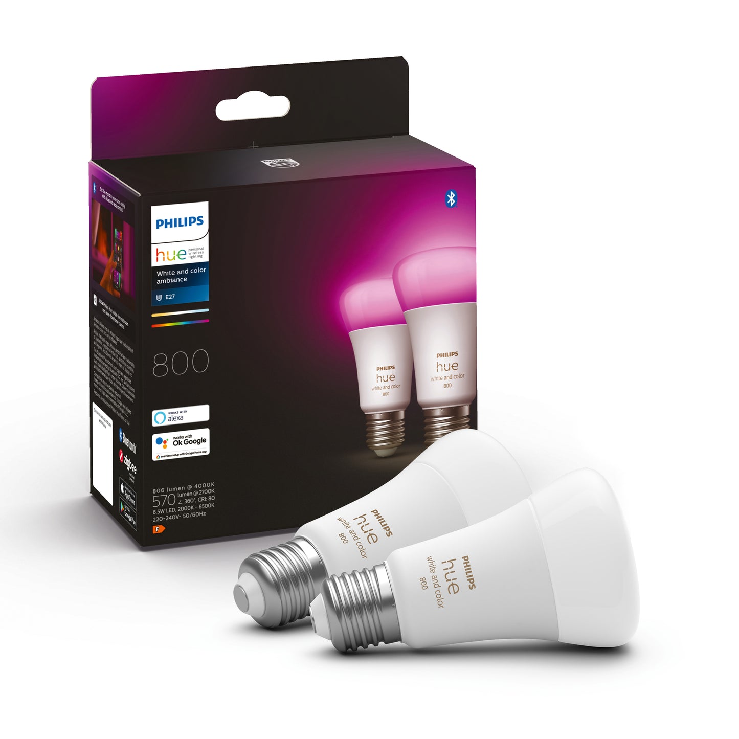 Philips Hue Hue Color E27 Standardpære m. Bluetooth