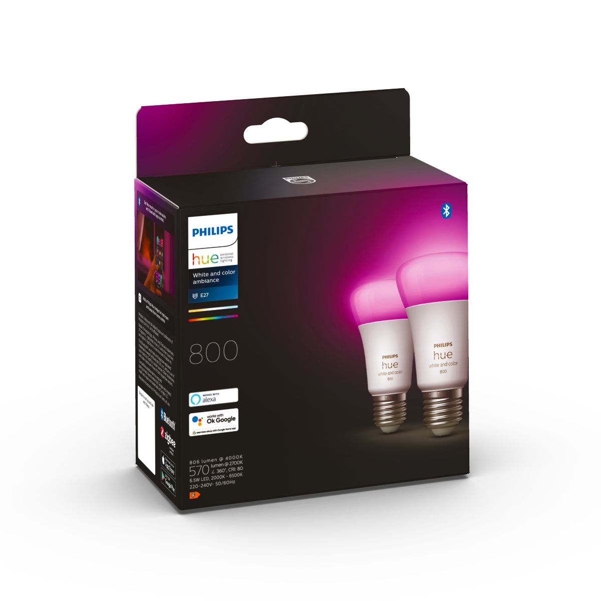 Philips Hue Hue Color E27 Standardpære m. Bluetooth