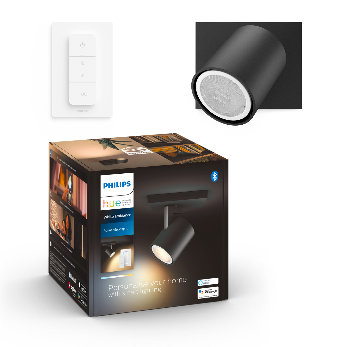 Philips Hue Runner single spot black 1x5W 230V med remote