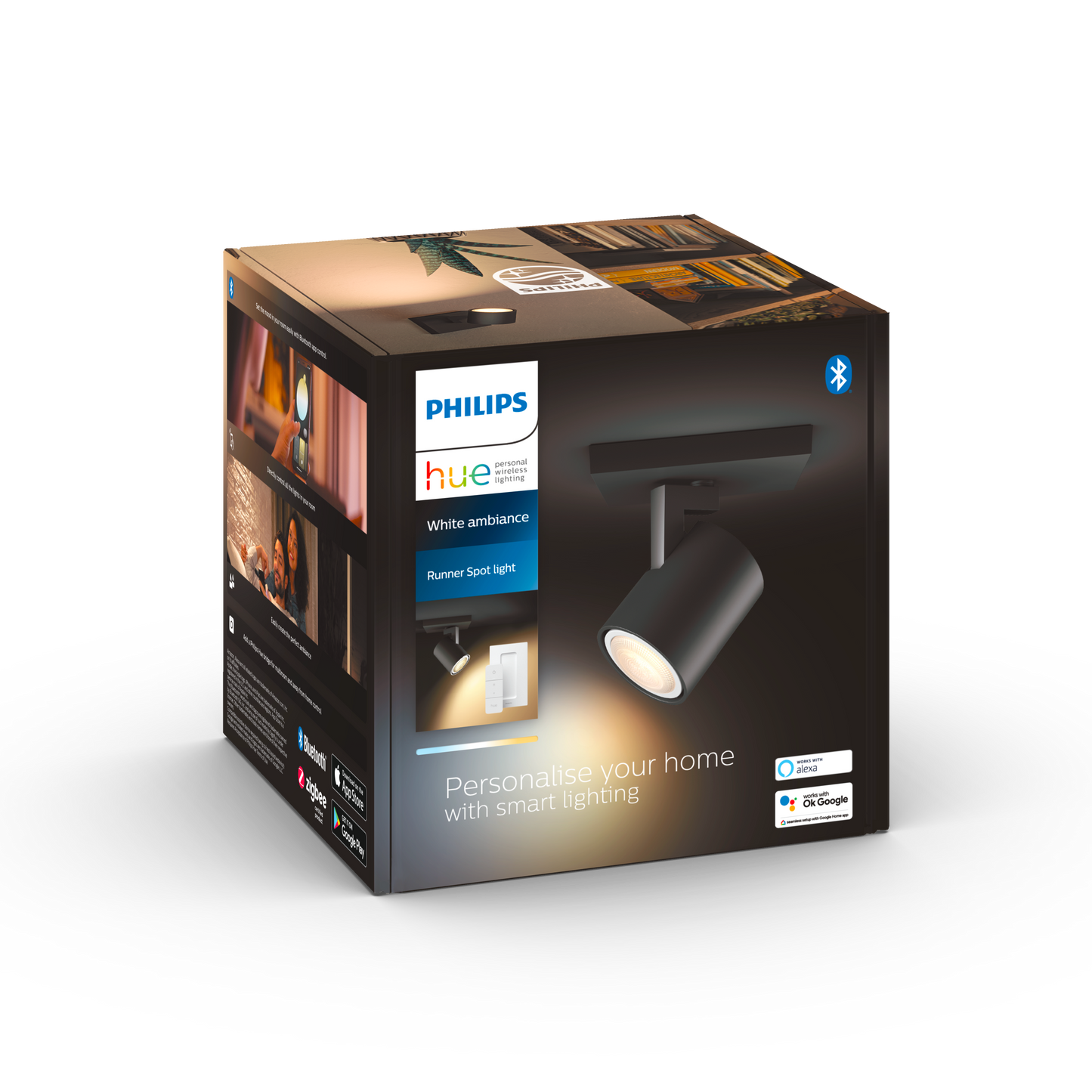 Philips Hue Runner single spot black 1x5W 230V med remote