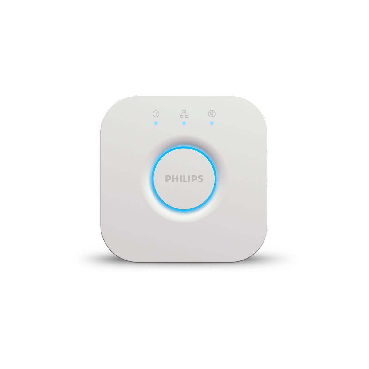 Et billede fra fronten af en Philips hue bridge