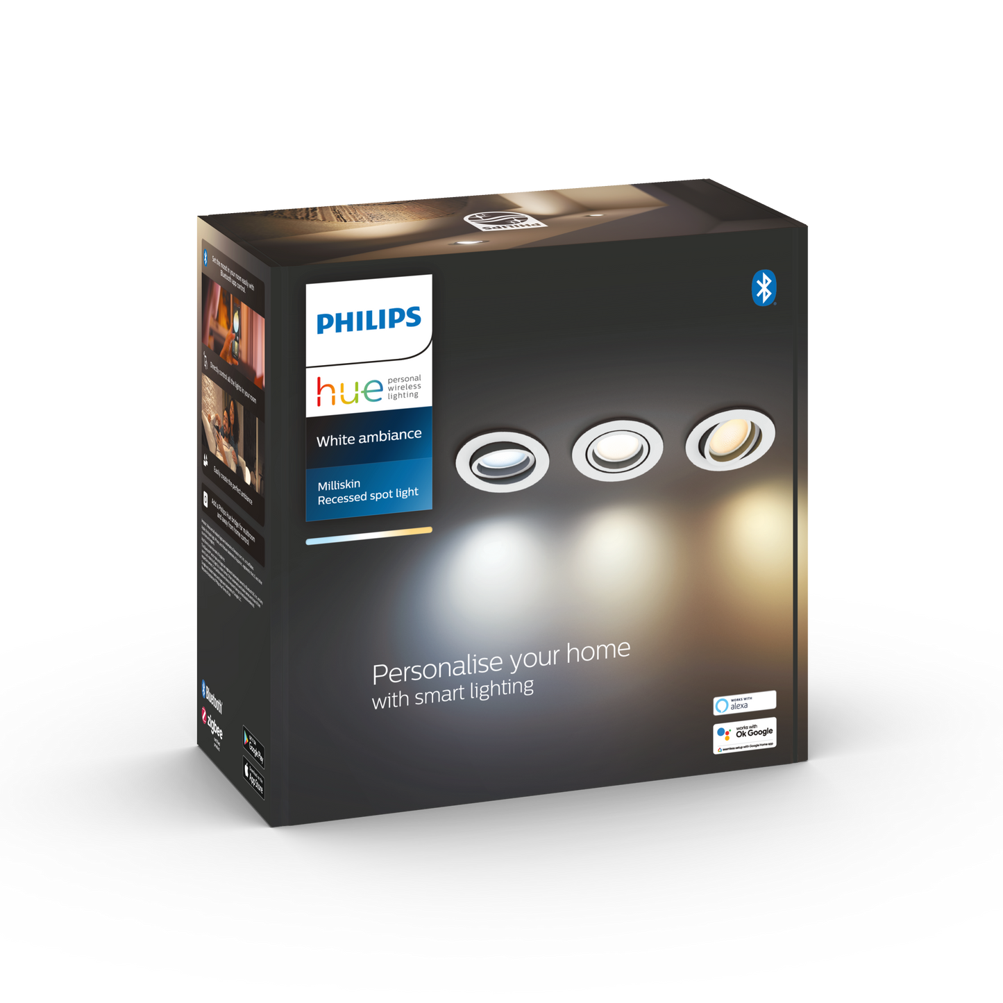 Philips hue Milliskin Hue recessed rund hvid 3-pak