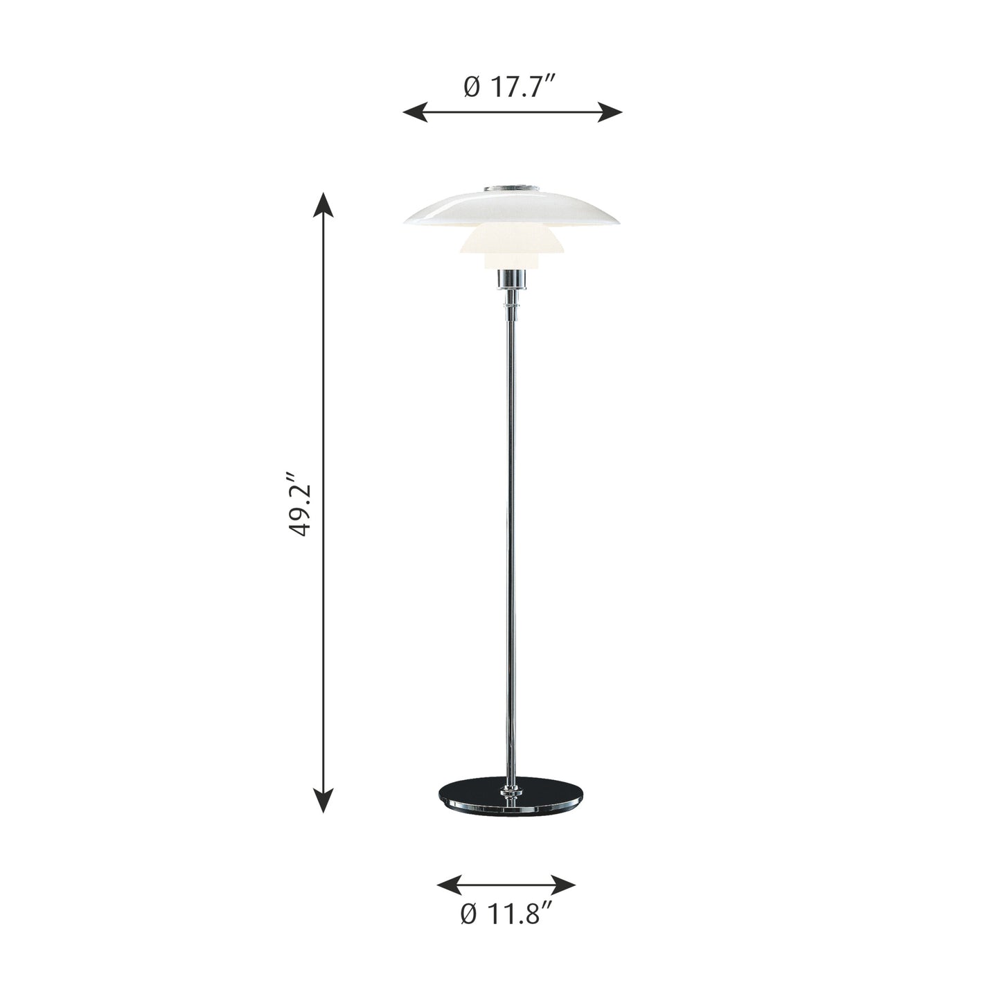Louis Poulsen - PH 4½-3½ Golvlampa - Högglansförkromad