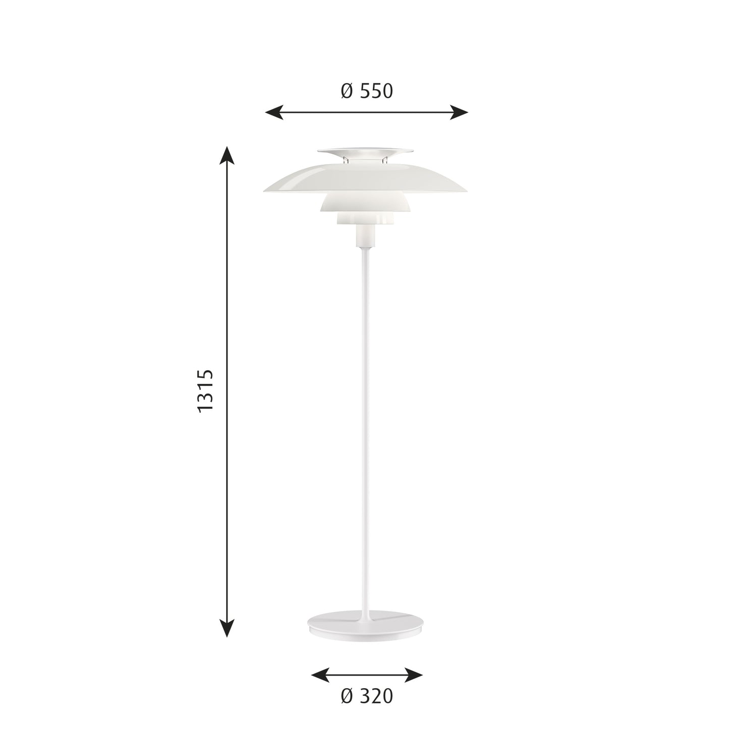 Louis Poulsen - PH 80 Golvlampa Vit Opal Akryl/Vit