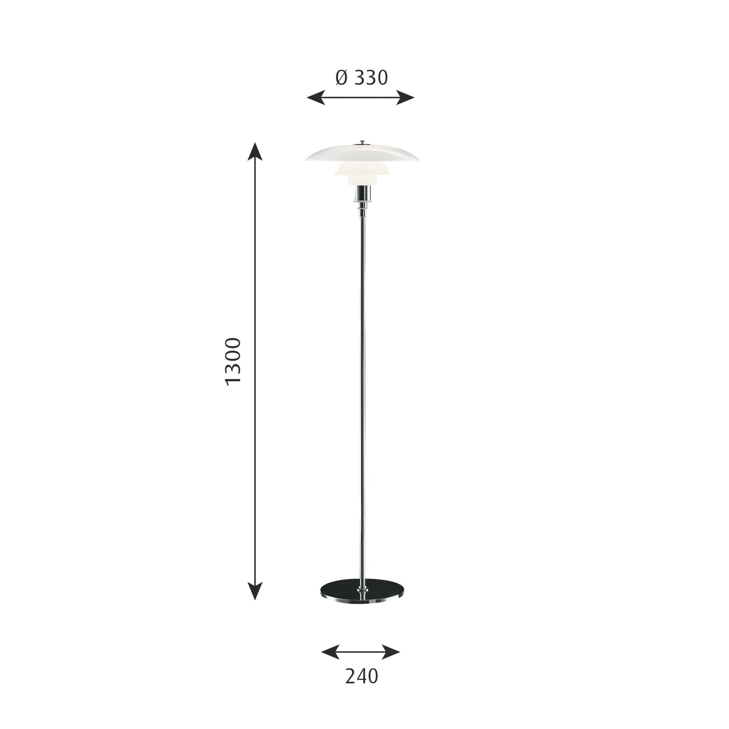 Louis Poulsen - PH 3½-2½ Golvlampa - Högglansförkromad