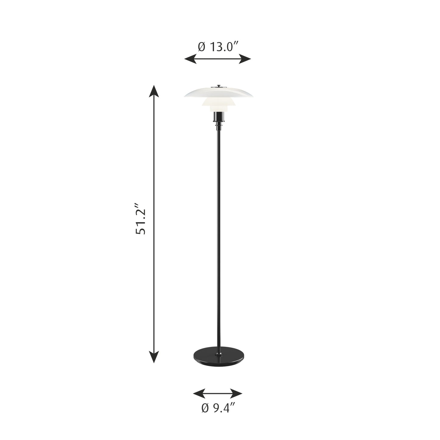 Louis Poulsen - PH 3½-2½ Golvlampa - Svart metalliserad