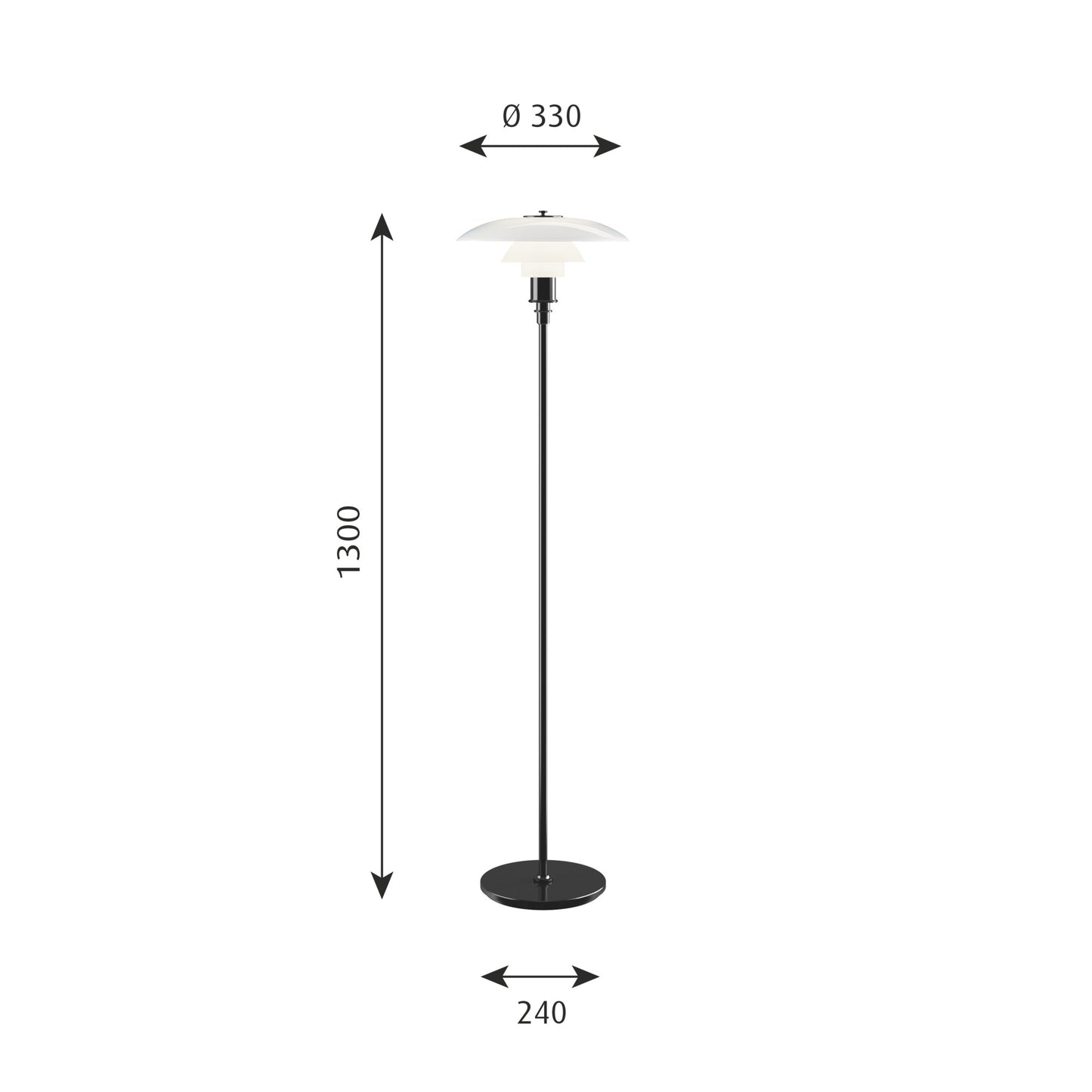 Louis Poulsen - PH 3½-2½ Golvlampa - Svart metalliserad