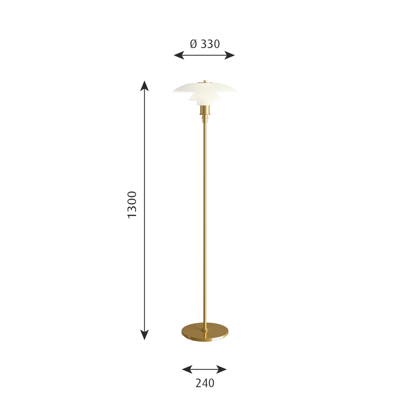 Louis Poulsen - PH 3½-2½ Gulvlampe - Messing Metalliseret