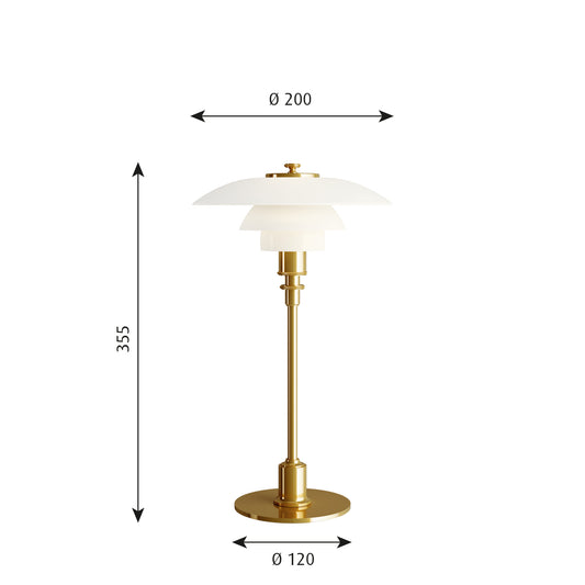 Louis Poulsen PH 2/1 Bordlampe Messing Metalliseret