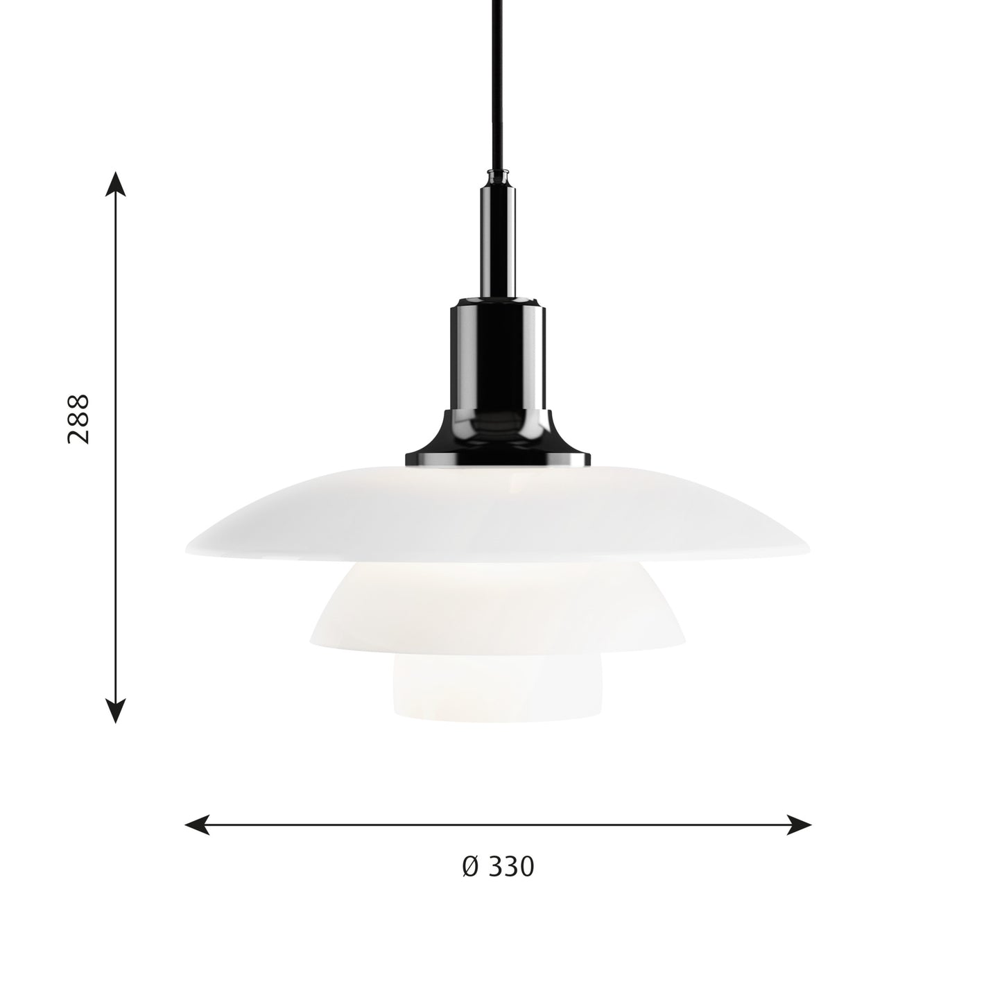 Louis Poulsen - PH 3½-3 Glashänge Svart Metalliserad