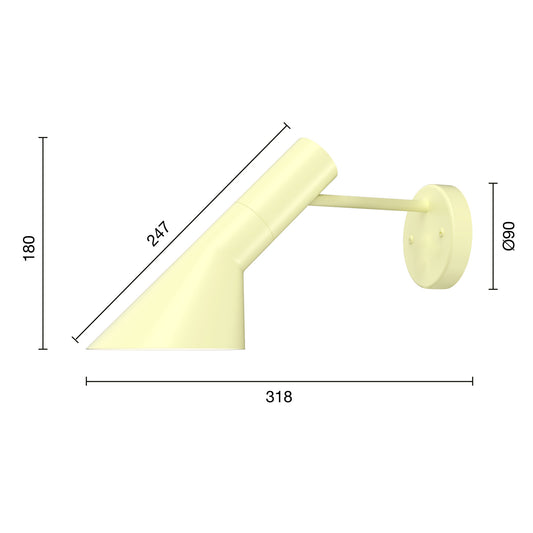 Aj væglampe soft lemon fra louis poulsen