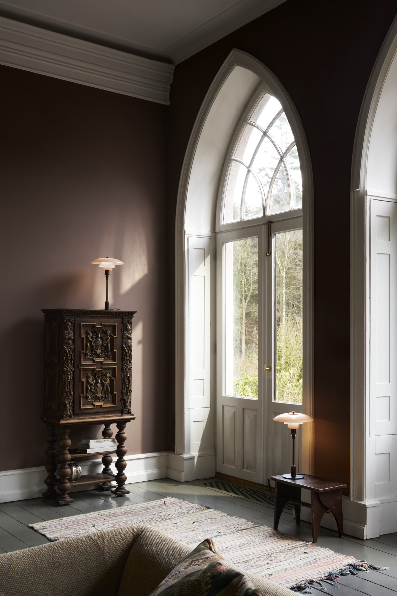 Louis Poulsen PH 3/2 Dusty Terracotta bordlampe Limited Edition 2025 i mundblæst glas og bruneret messing, designet af Poul Henningsen