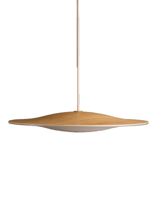 Piet Hein Sinus-Wood 550P – stilfuld pendel med eg-træ og opal-glas