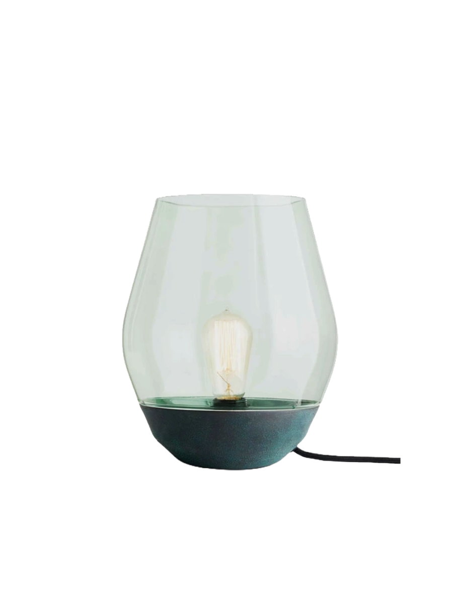 New Works Bowl Bordlampe - Verdigris Cop./Lys Grøn Glas