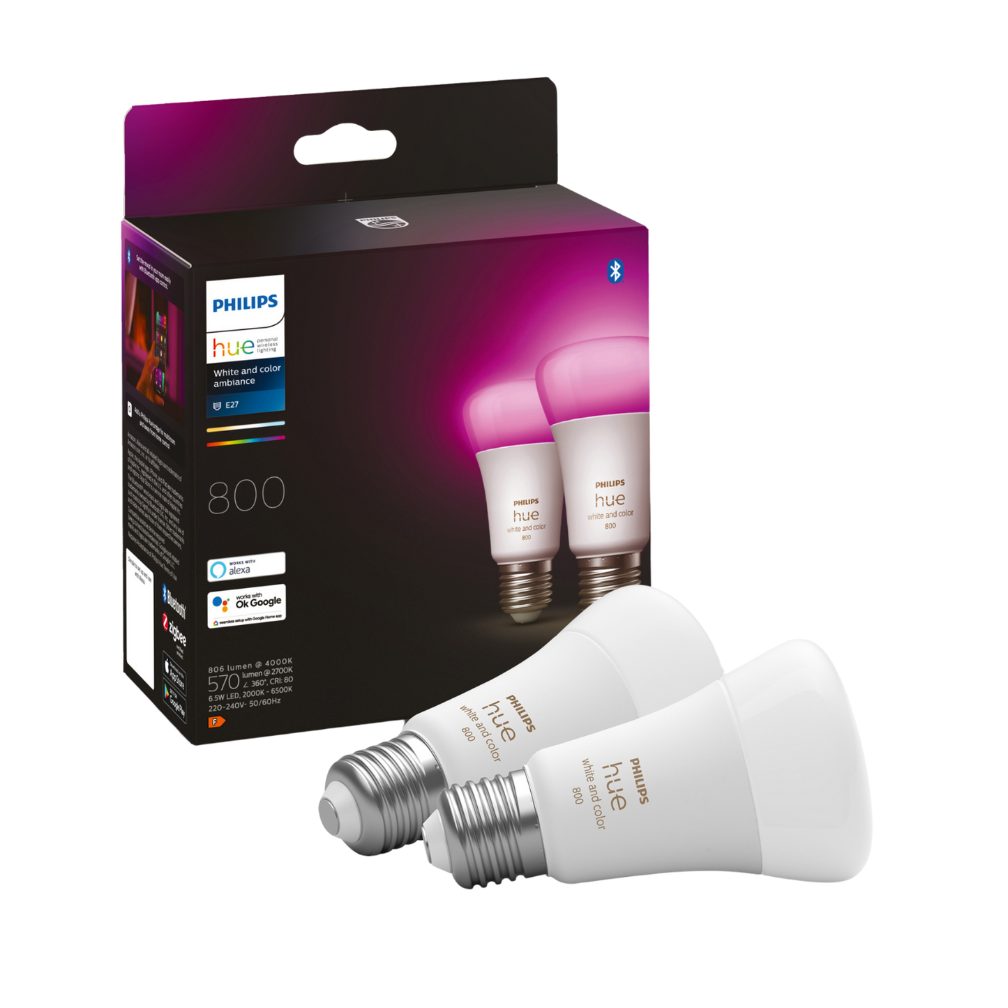 Philips Hue Hue Color E27 Standardpære m. Bluetooth