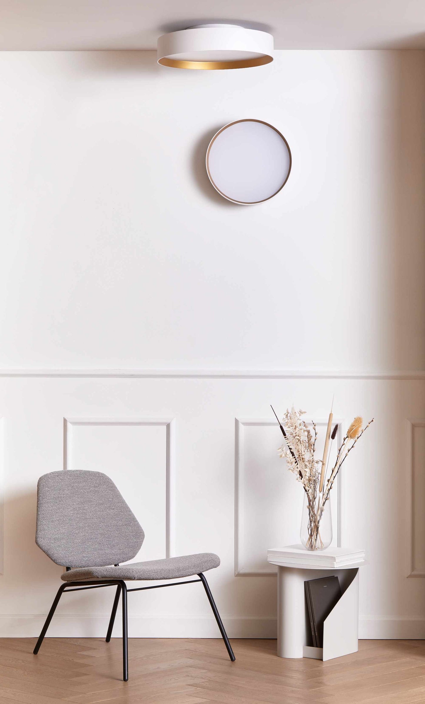 Vävstol design Lucia Taklampa 35 Vit/guld
