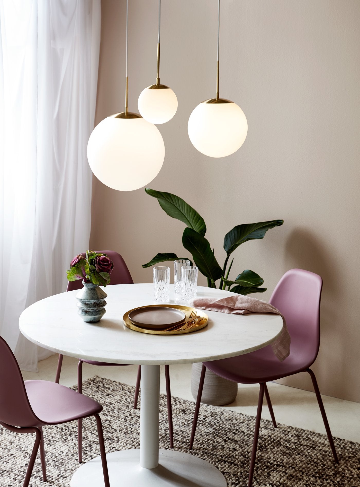 Nordlux Grant 35 Pendel - Opalhvid med messing