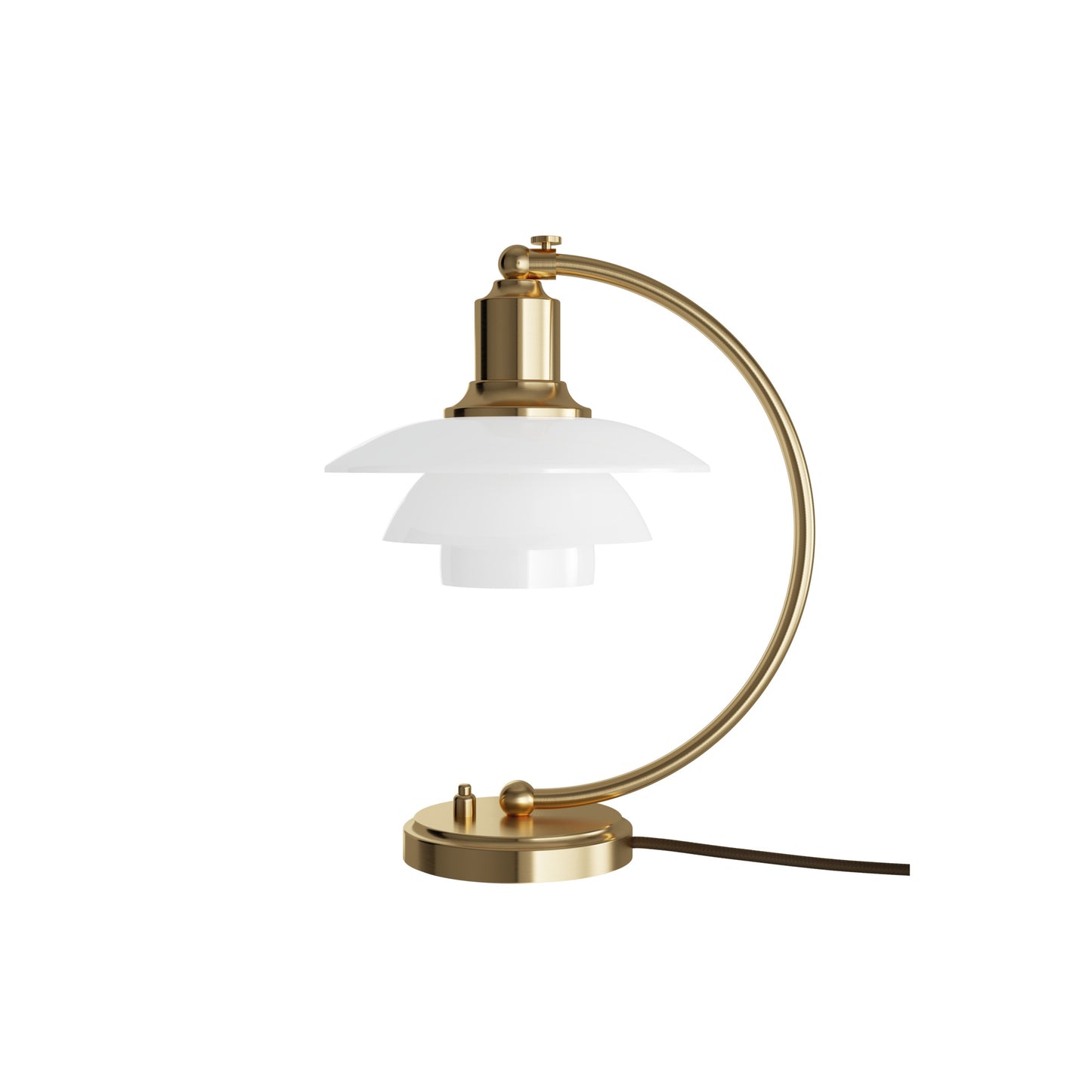 PH 2/2 Luna Bordlampe Messing/Blankt Opalt Glas