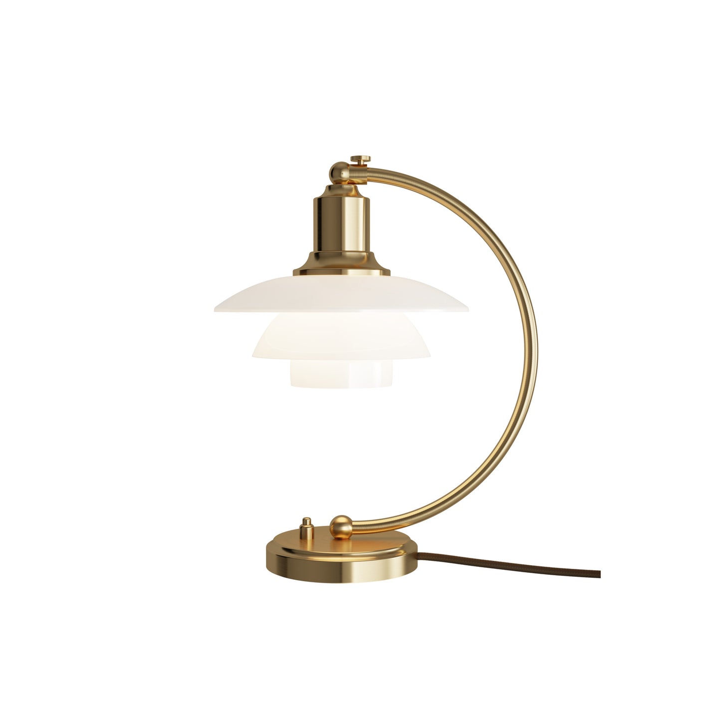 PH 2/2 Luna Bordlampe Messing/Blankt Opalt Glas