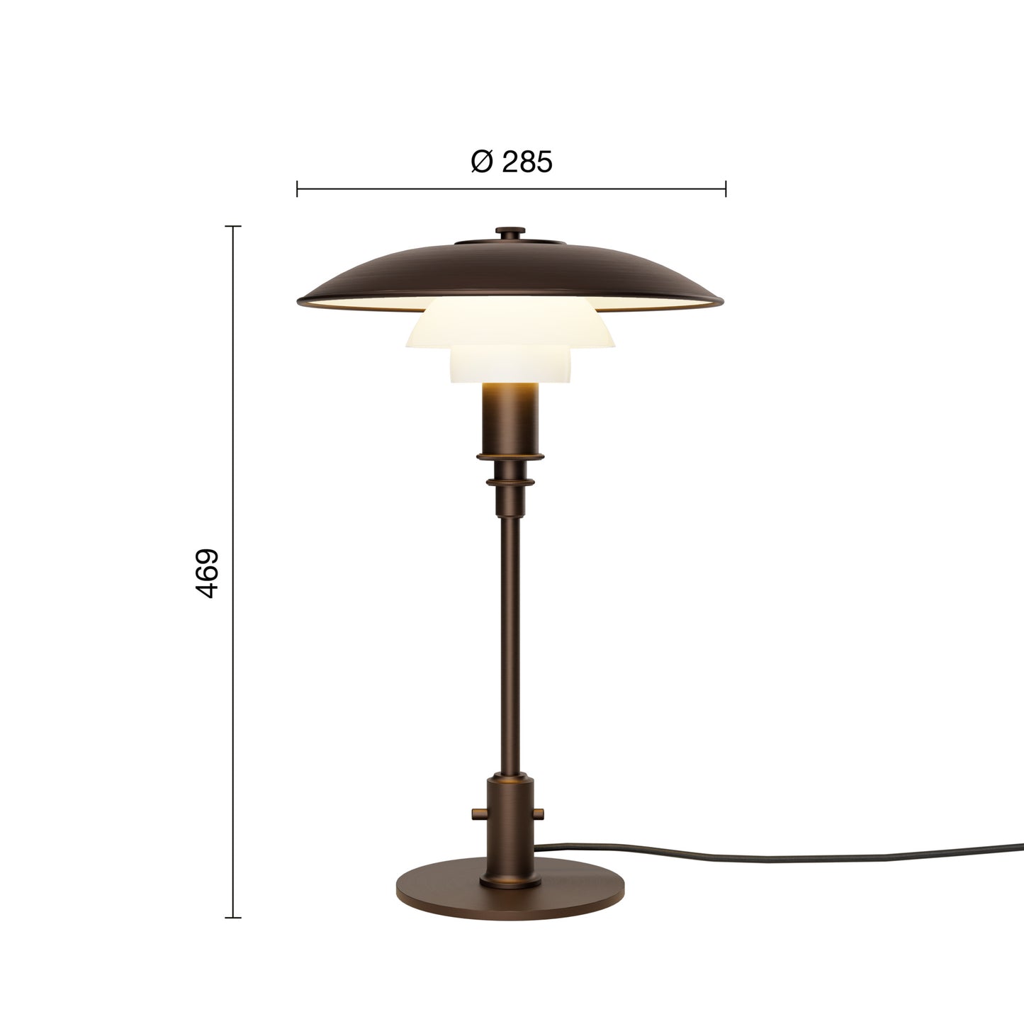 Louis Poulsen PH 3/2 bordlampe - aged brass/opal