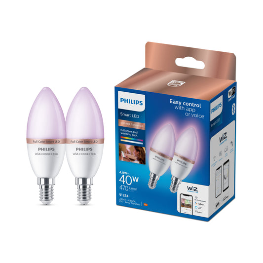 Philips Smart fuld farve kerte LED pære E14 40W x2
