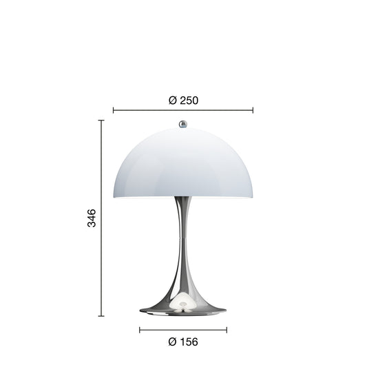 Louis Poulsen Panthella 250 Portable bordlampe - Chrome Opal Blue Grey