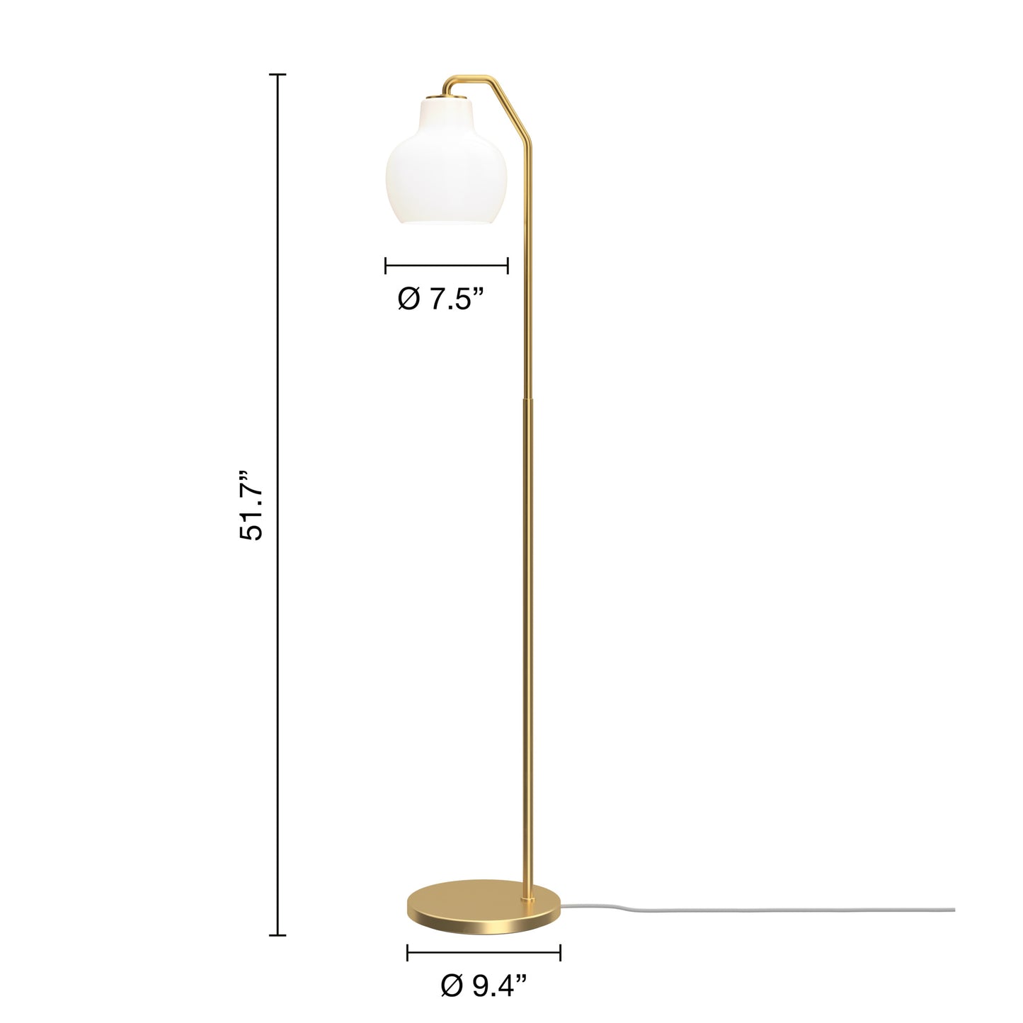 Louis Poulsen - VL Ring Crown Gulvlampe – Brass / Opal Glass