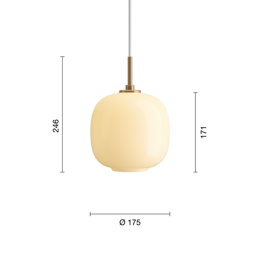 Louis Poulsen VL 45 Radiohus Pendel Ø175 - Messing/Gul Glas