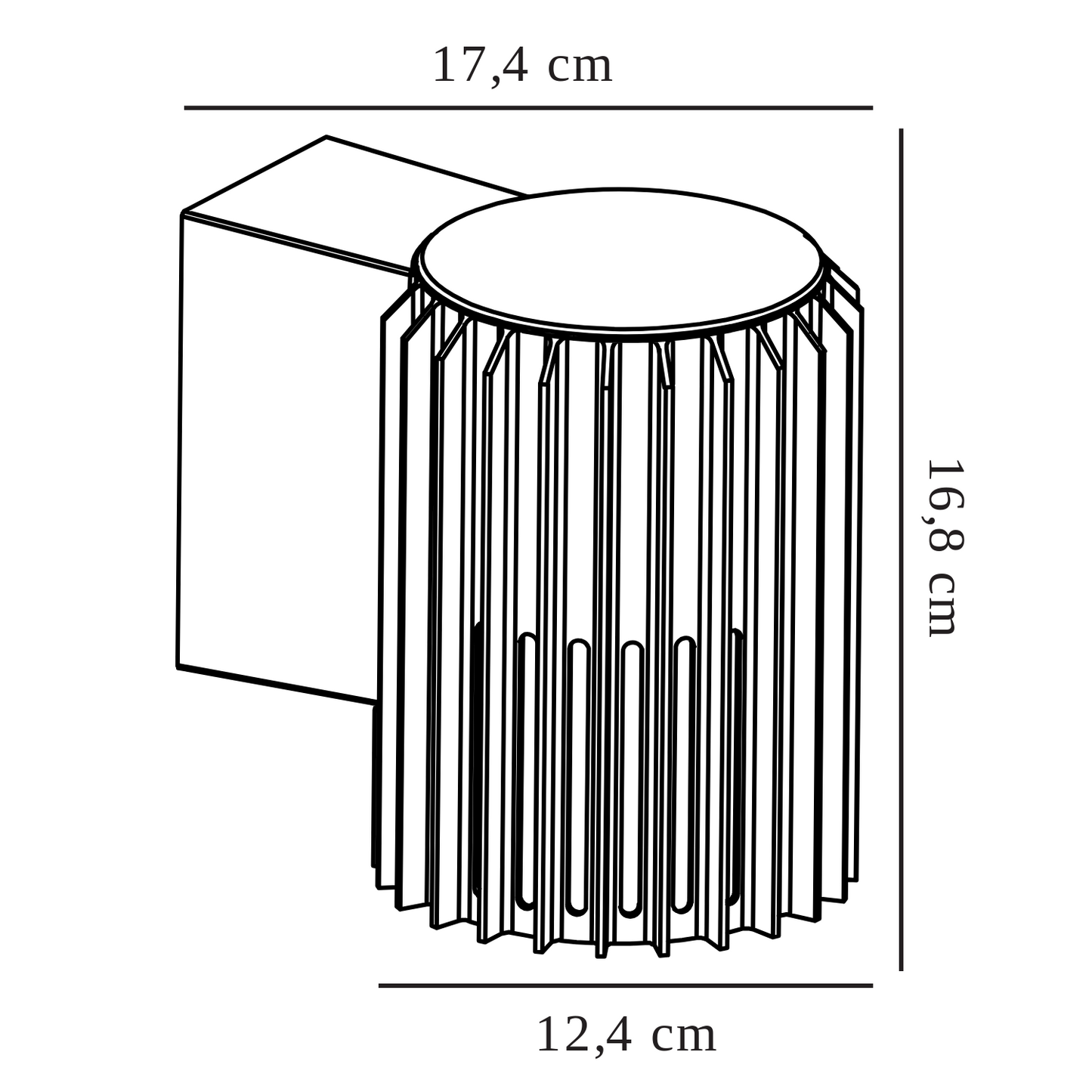 Seaside Aludra nordlux væglampe tegning med mål