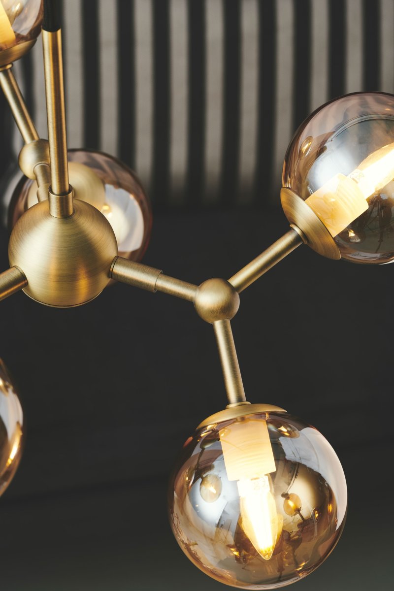 Halo Design Atom Lysekrone Ø45 - Amber/Antik Messing