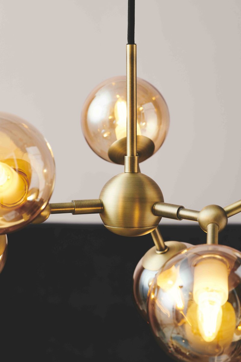 Halo Design Atom Lysekrone Ø45 - Amber/Antik Messing