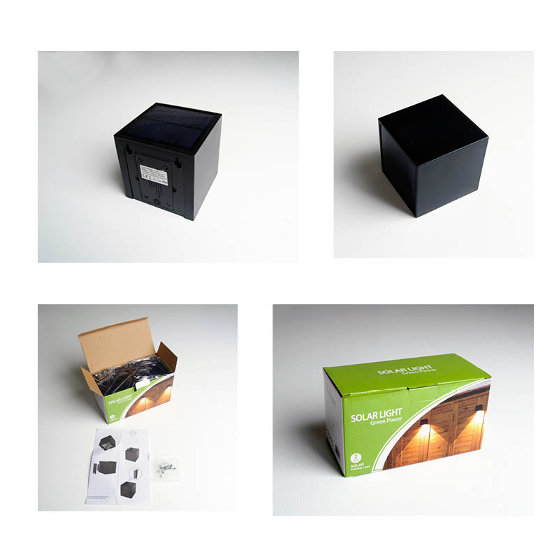 Kube Solcelle væglamper 2-pak - sort